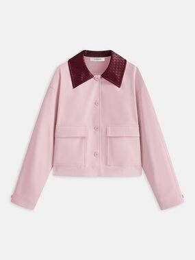 Commense PU Collar Cropped Jacket